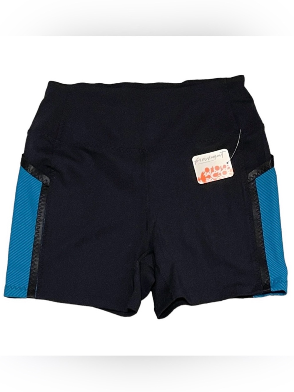 FP Movement Black and Blue Peacock Athletic Biker Shorts Size Small New
